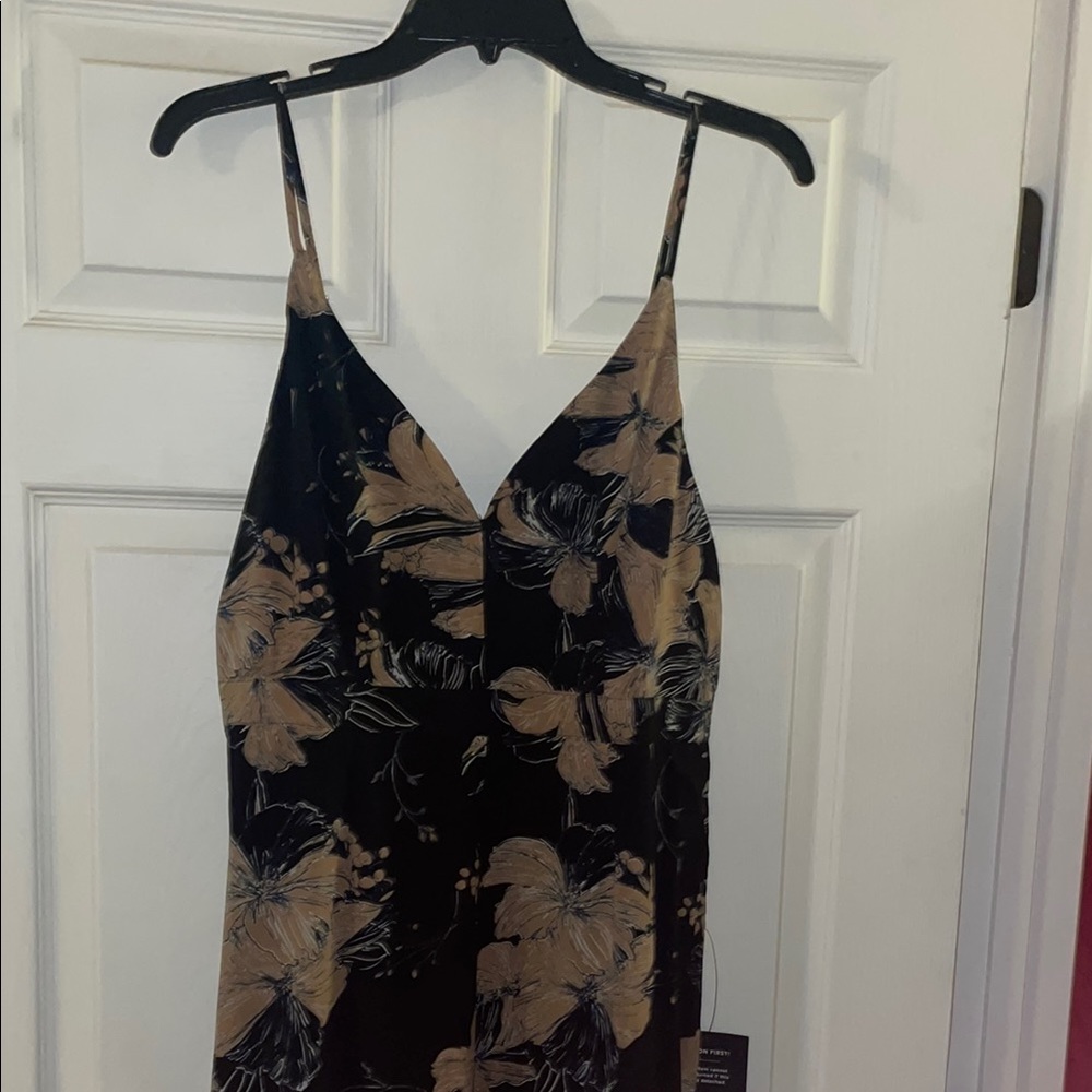 Lulu's Black and Tan Floral Dress